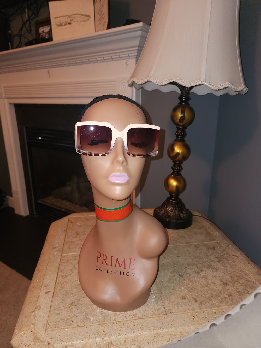 White Oversized Square Sunglasses with Brown Gradient Lenses